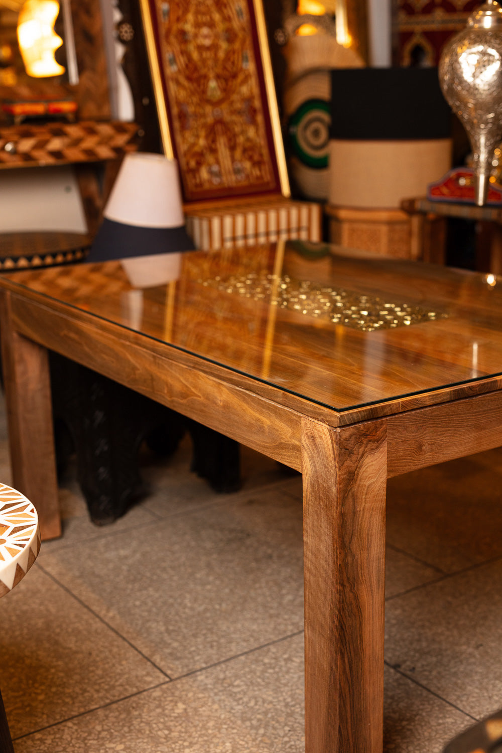 Handcrafted Brass Inlay Table