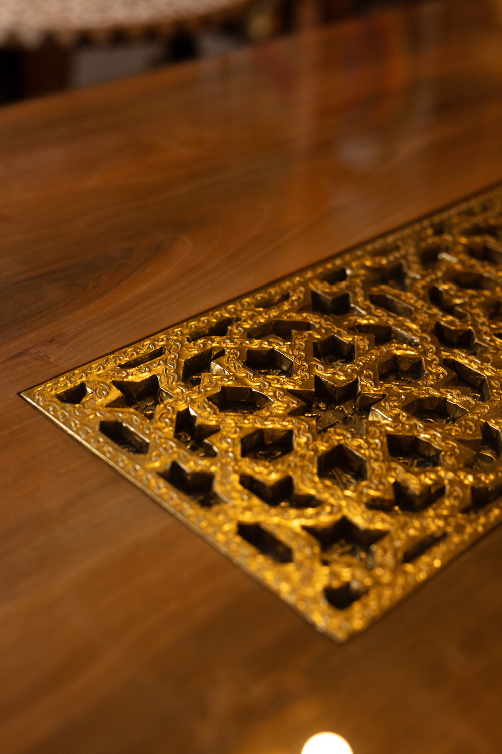 Handcrafted Brass Inlay Table