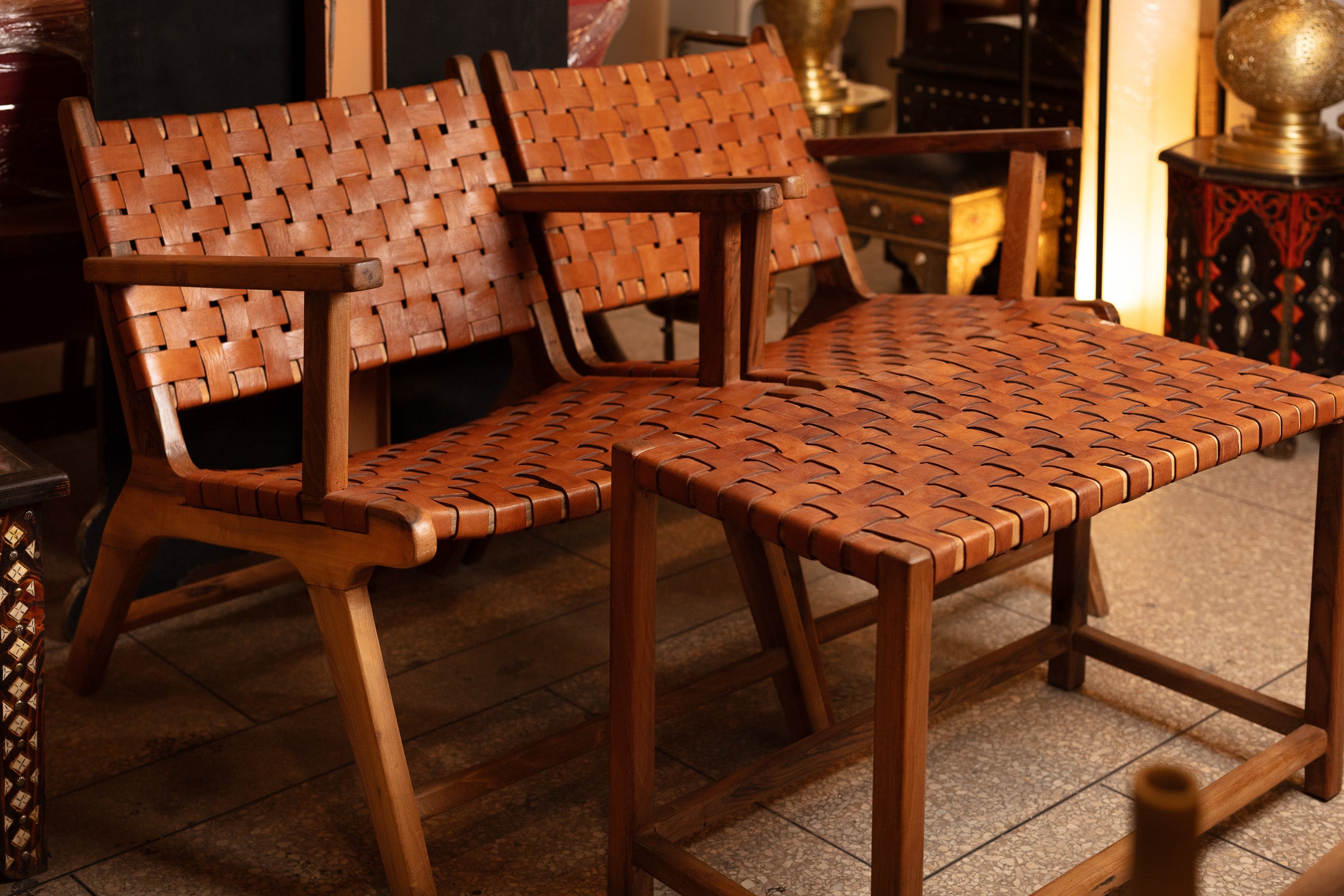 Woven Leather Lounge Set