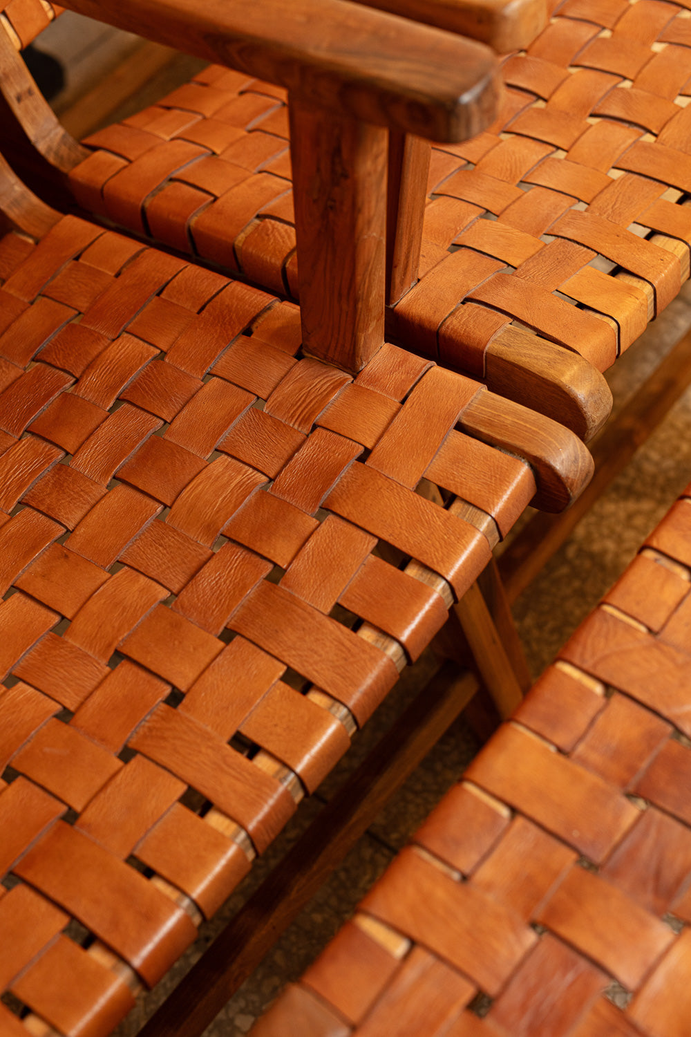 Woven Leather Chair & Ottoman