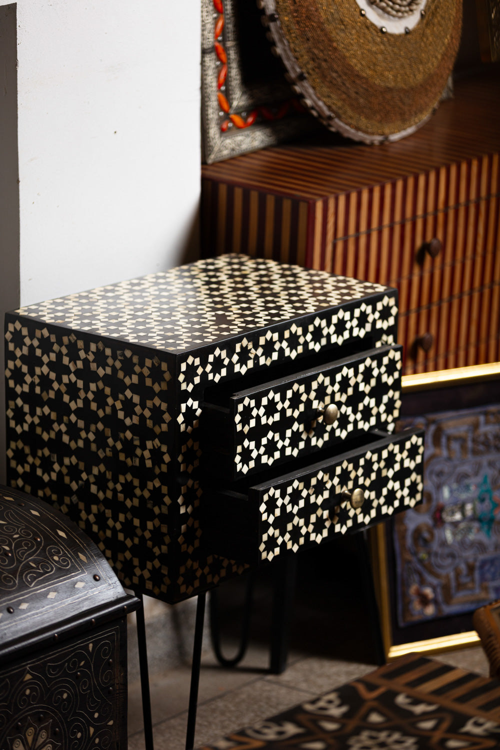 Star Pattern Bone Inlay Nightstand