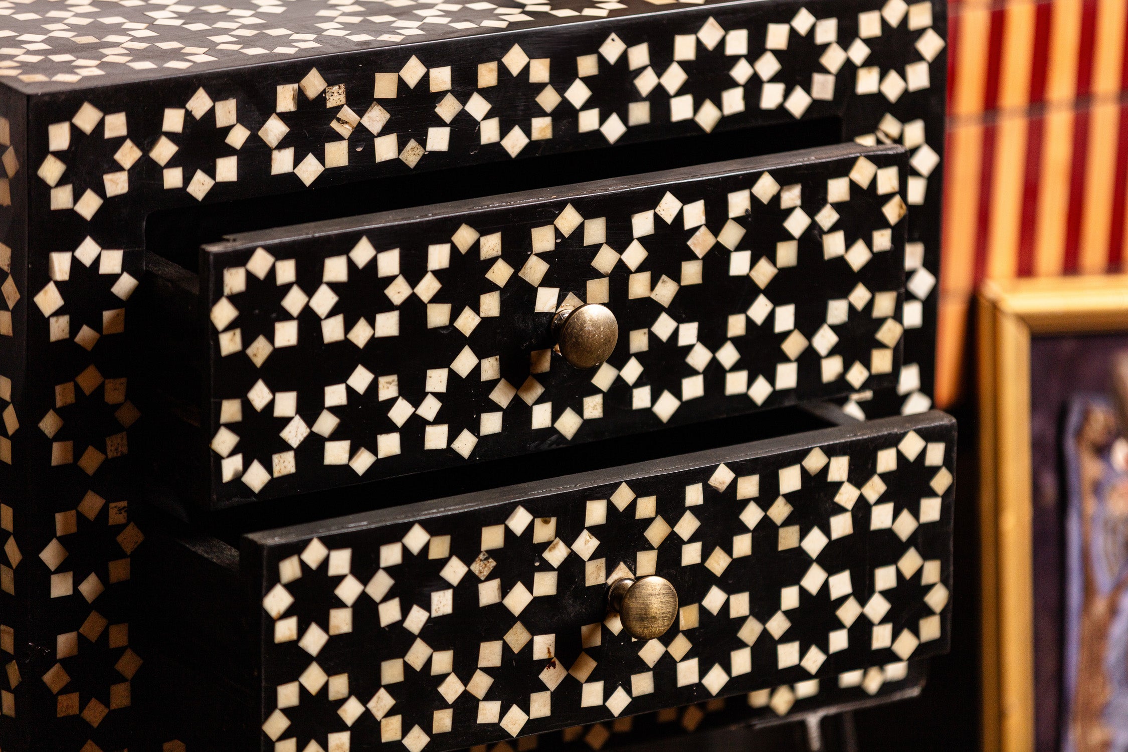 Star Pattern Bone Inlay Nightstand