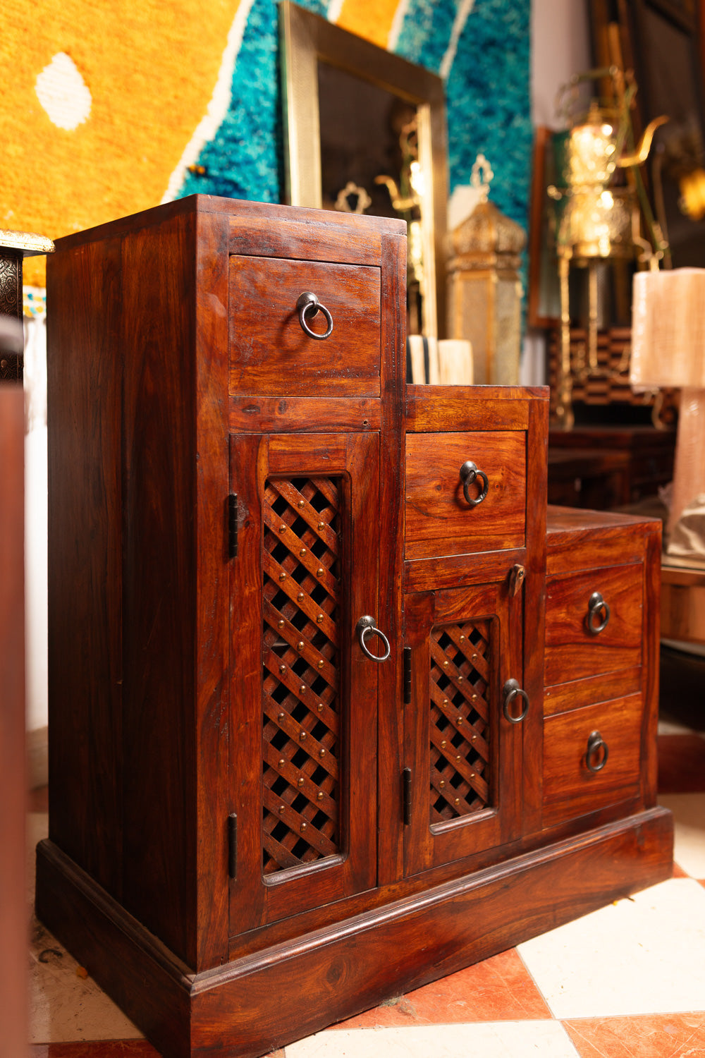 Tiered Sheesham Accent Cabinet