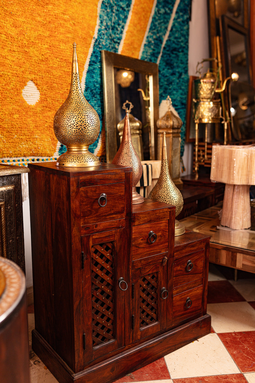 Tiered Sheesham Accent Cabinet