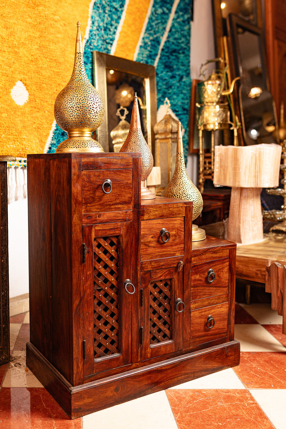 Tiered Sheesham Accent Cabinet