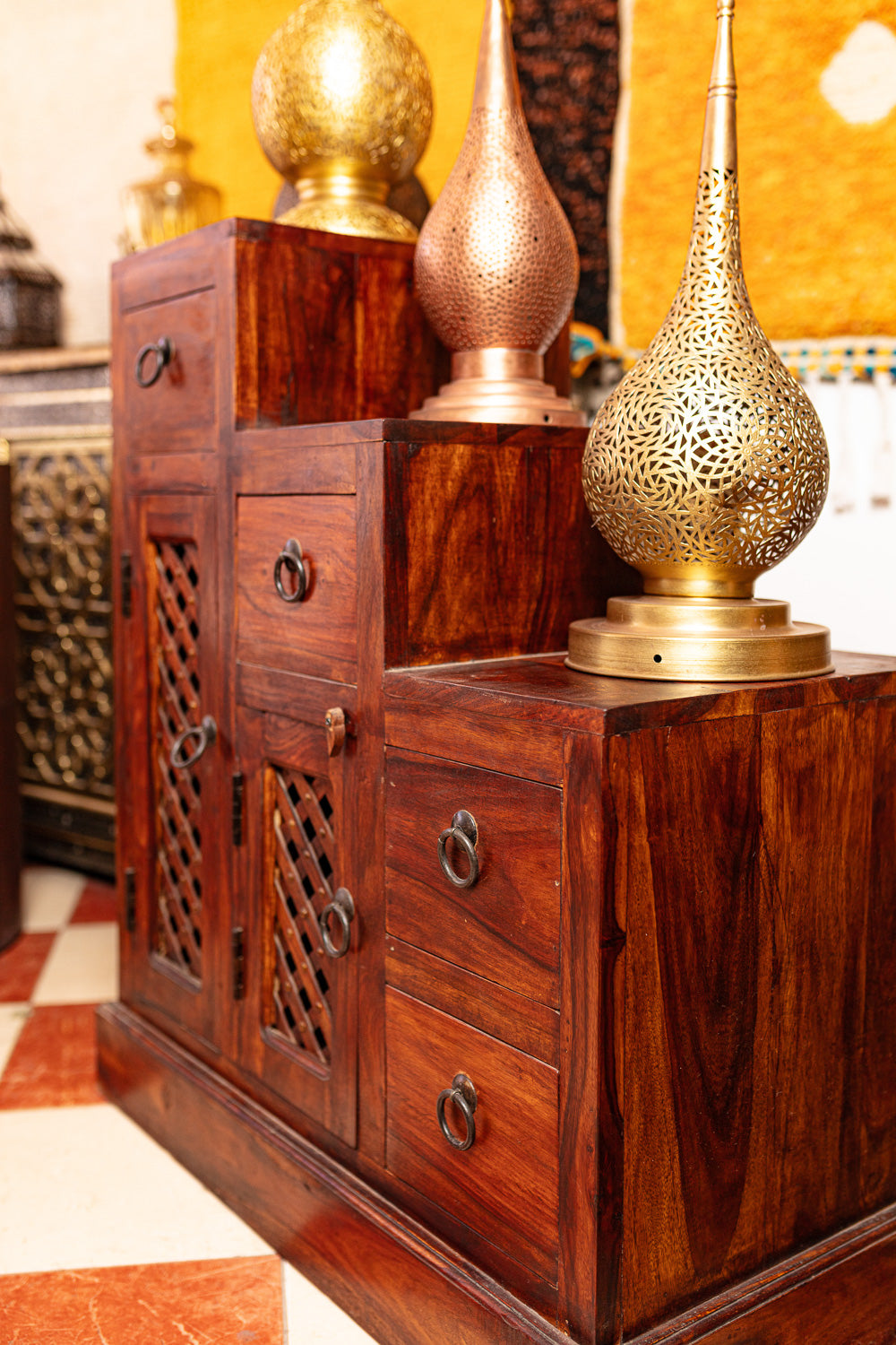 Tiered Sheesham Accent Cabinet