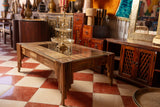 Inlaid Wood Glass Coffee Table