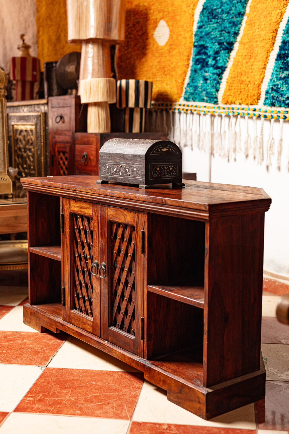 Carved Lattice Open Cabinet