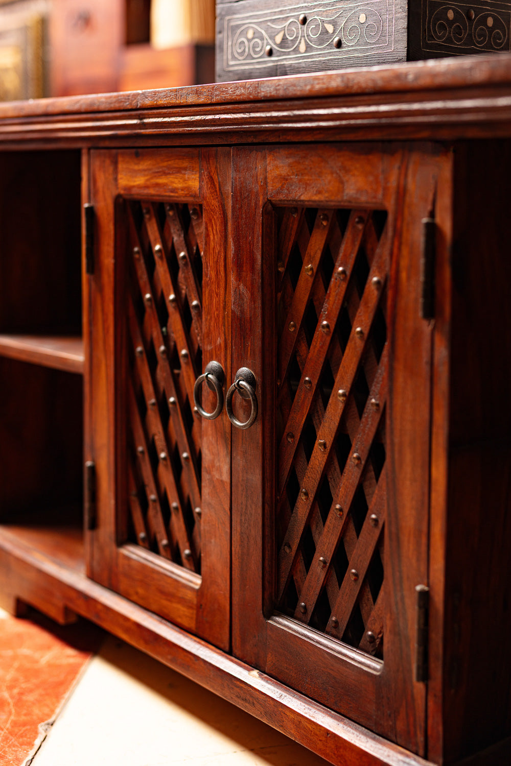 Carved Lattice Open Cabinet