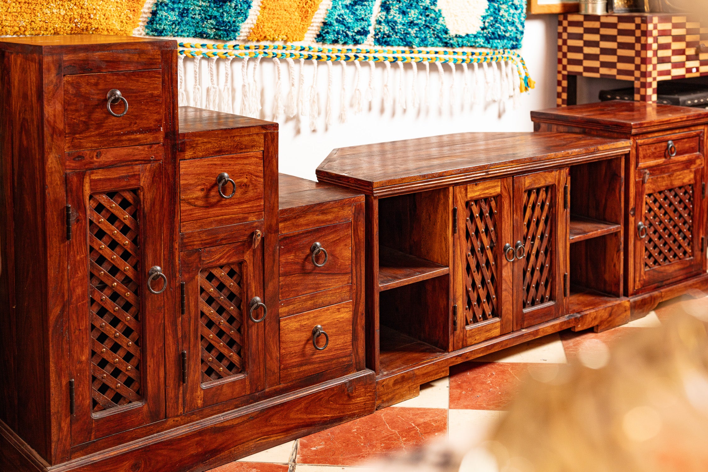 Carved Lattice Open Cabinet