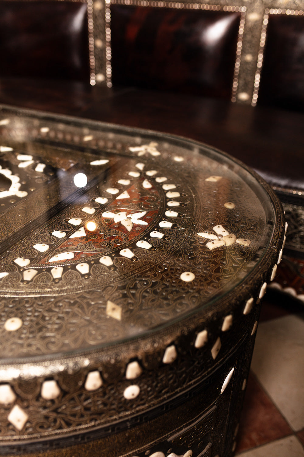 Bone Inlay & Metal Living Room Suite