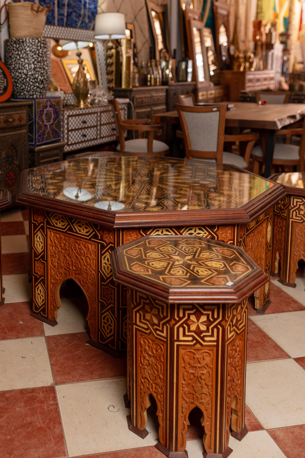 Octagonal Coffee & Side Table Set