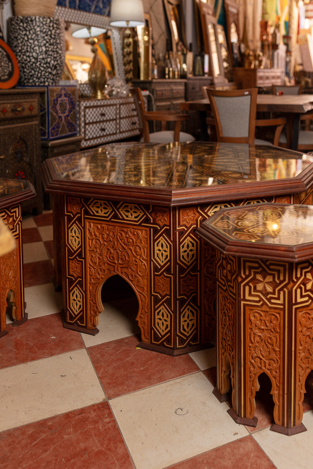 Octagonal Coffee & Side Table Set