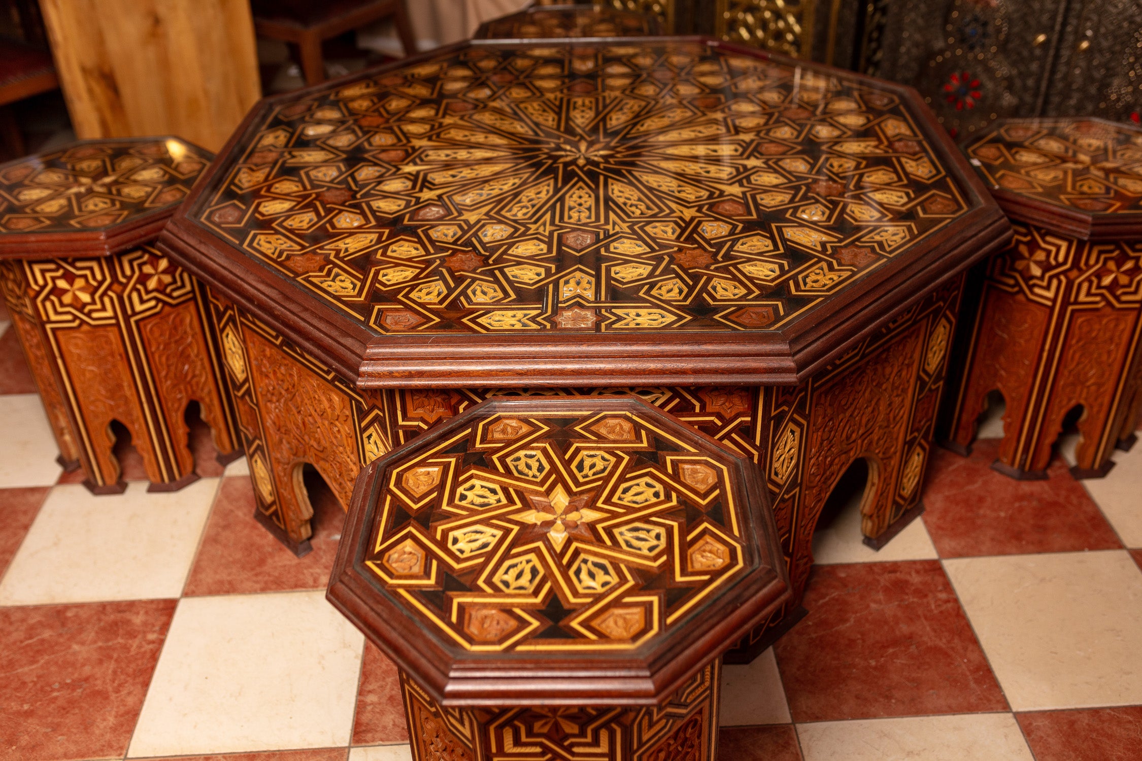 Octagonal Coffee & Side Table Set