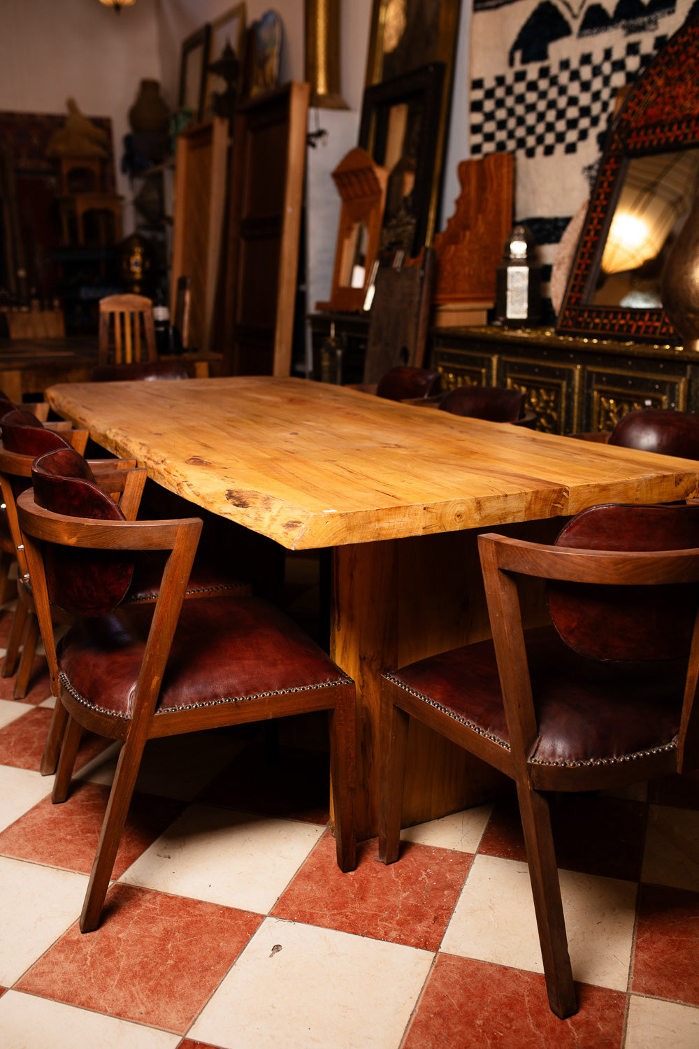Solid Wood Table & Leather Chairs