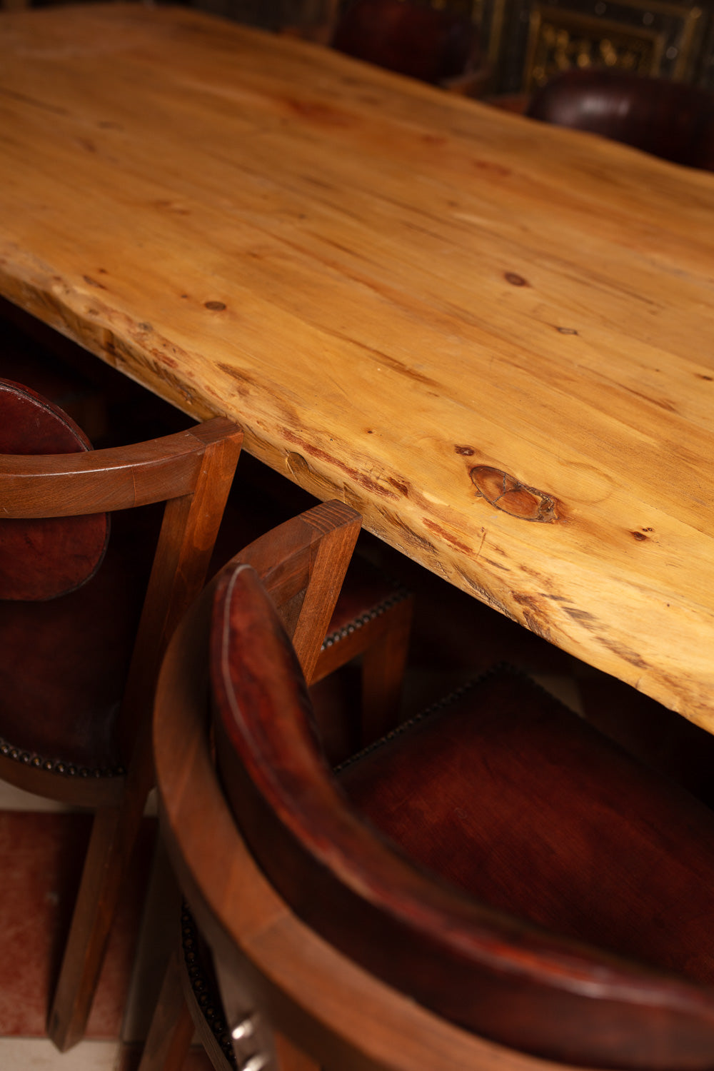 Solid Wood Table & Leather Chairs