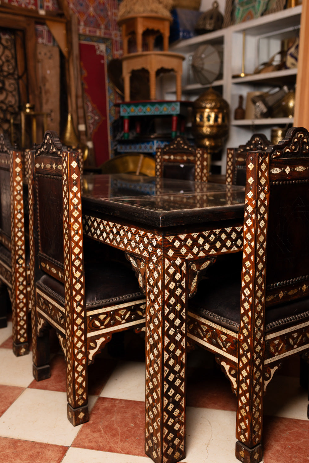 Handcrafted Inlay Leather Chair