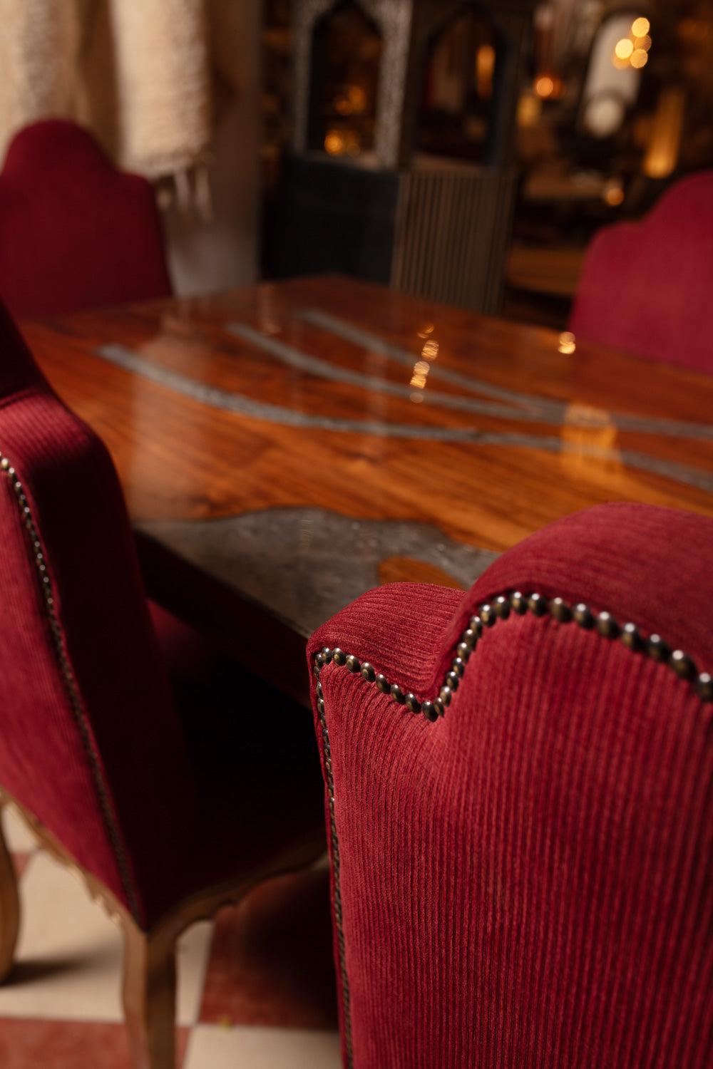Handcrafted Velvet Dining Suite