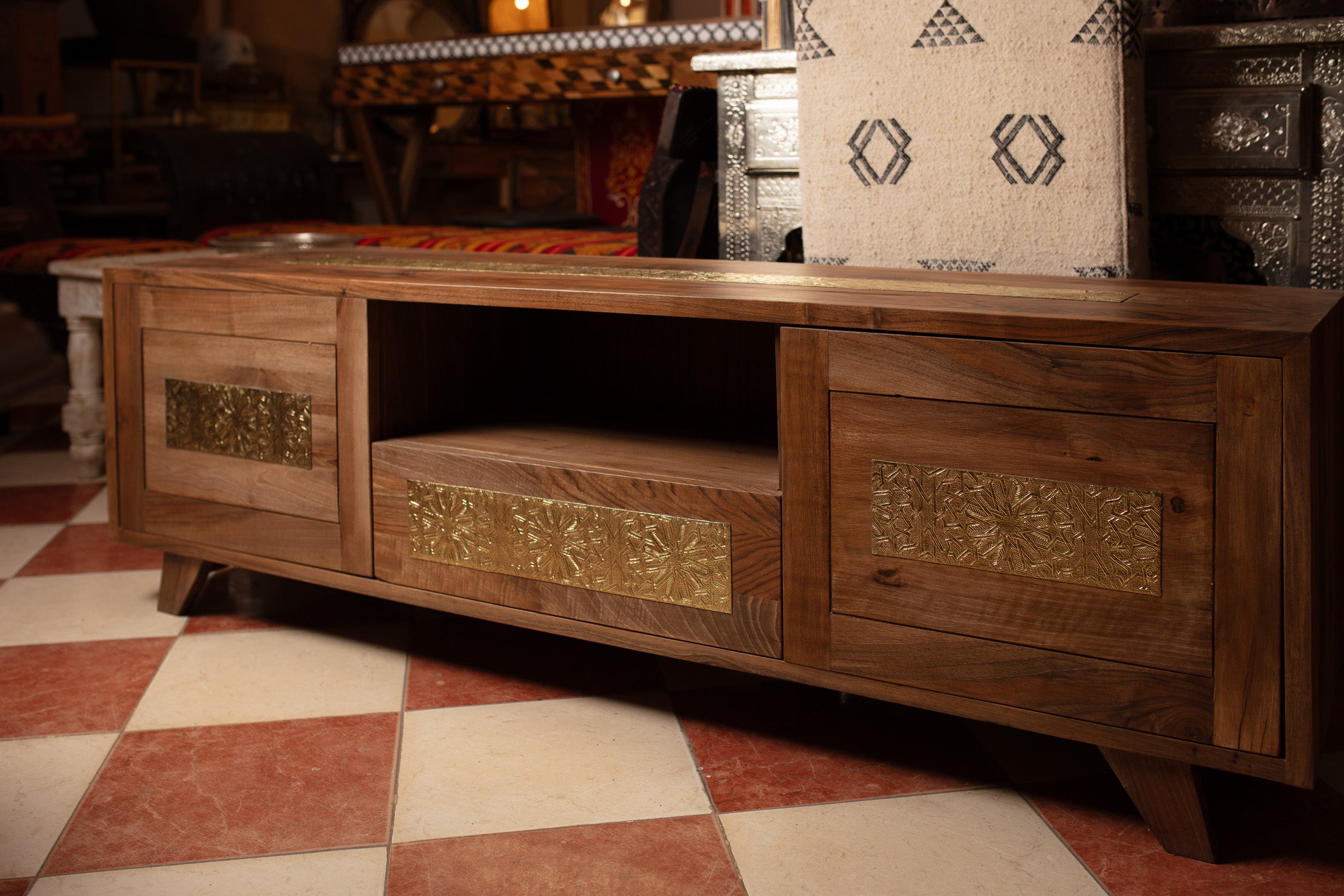 Atlas Carved Walnut Media Console