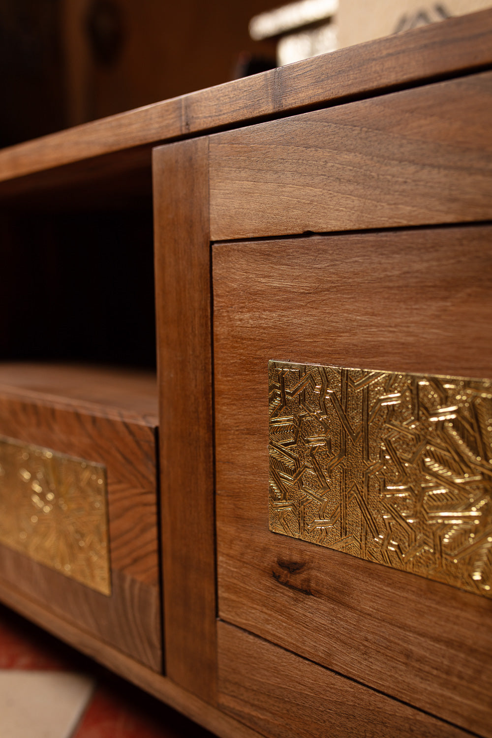 Atlas Carved Walnut Media Console