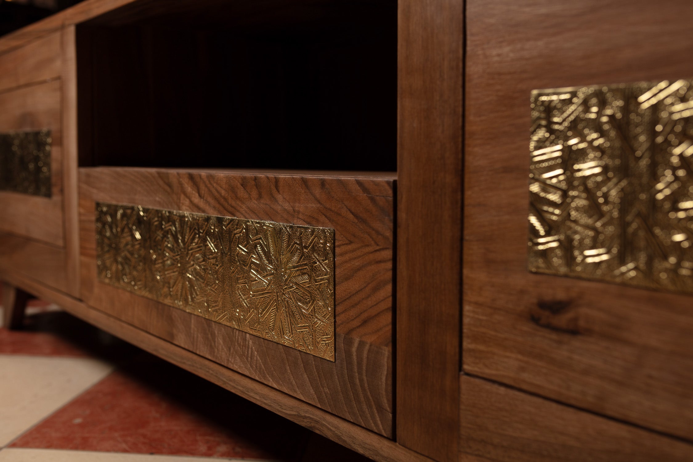 Atlas Carved Walnut Media Console