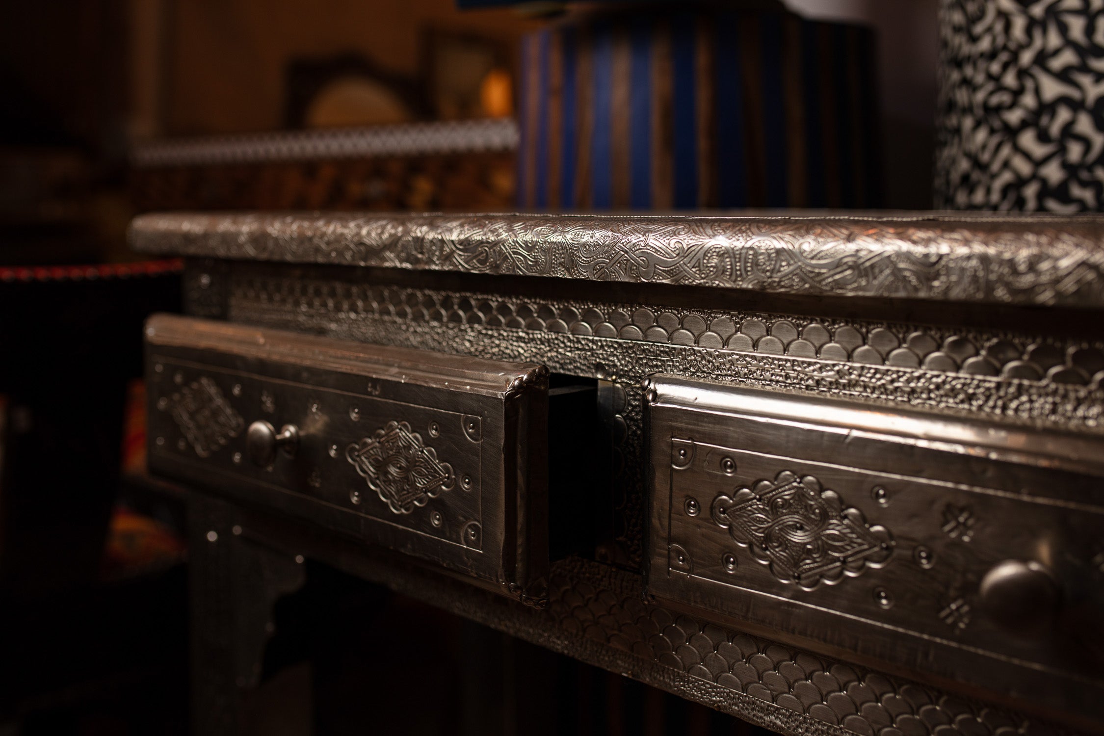 Moroccan Silver Metal Console