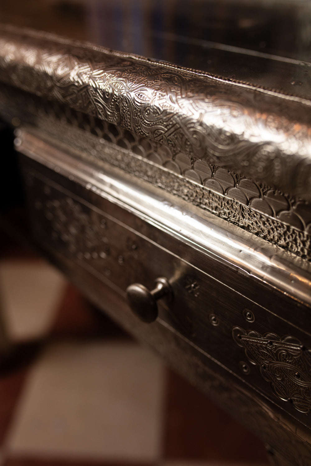Moroccan Silver Metal Console