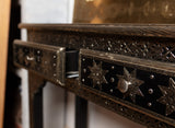 Hand-Etched Silver & Black Console