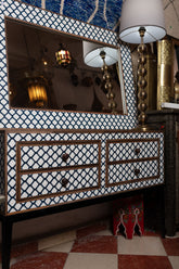 Navy Bone Inlay Vanity & Mirror
