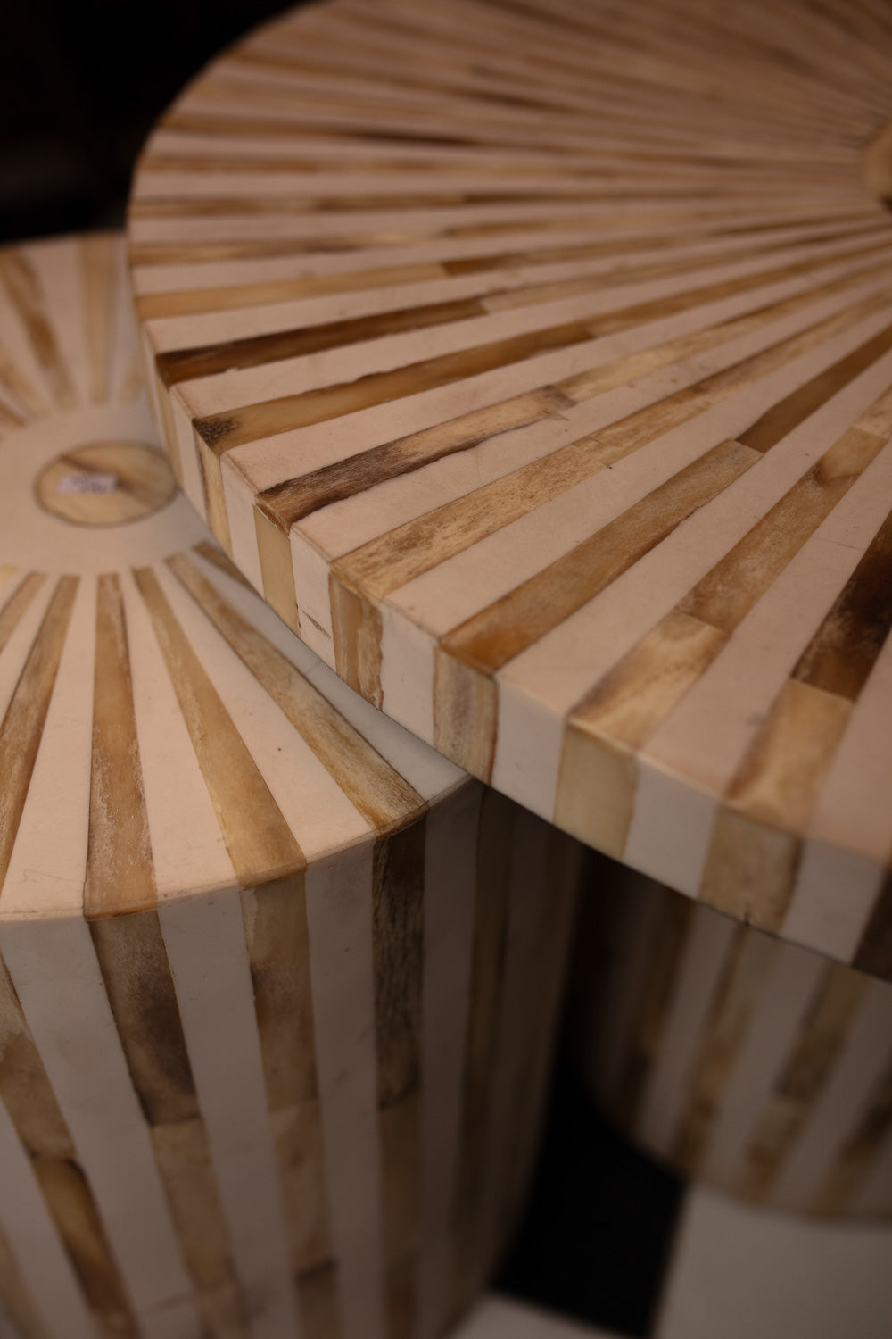 Sunburst Bone Inlay Nesting Tables