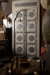 Moroccan Bone Inlay Mandala Door
