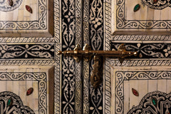 Moroccan Bone Inlay Mandala Door