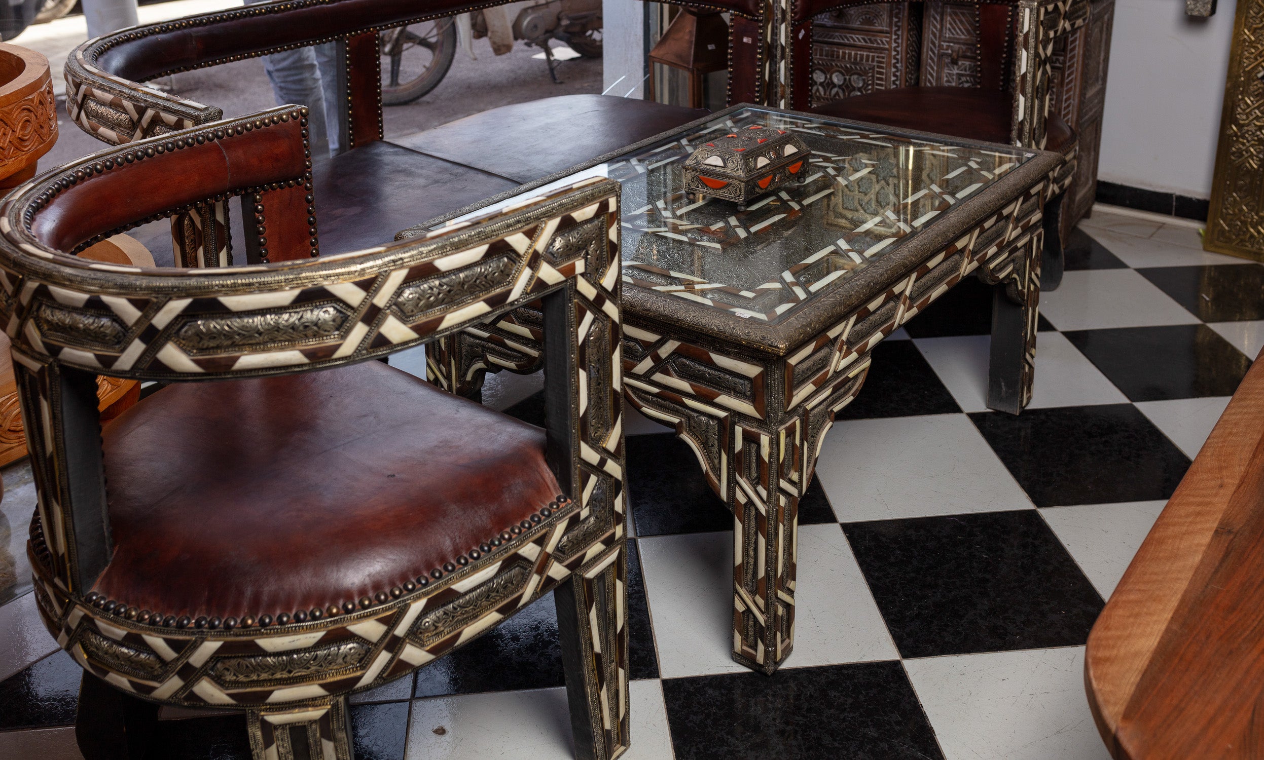 Moroccan Geometric Glass Table