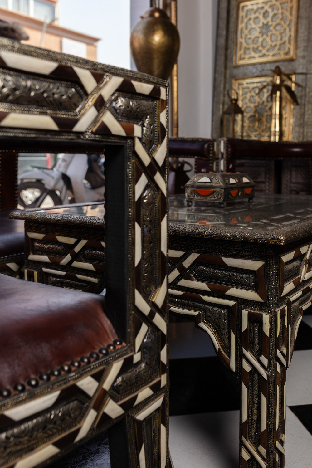Moroccan Geometric Glass Table