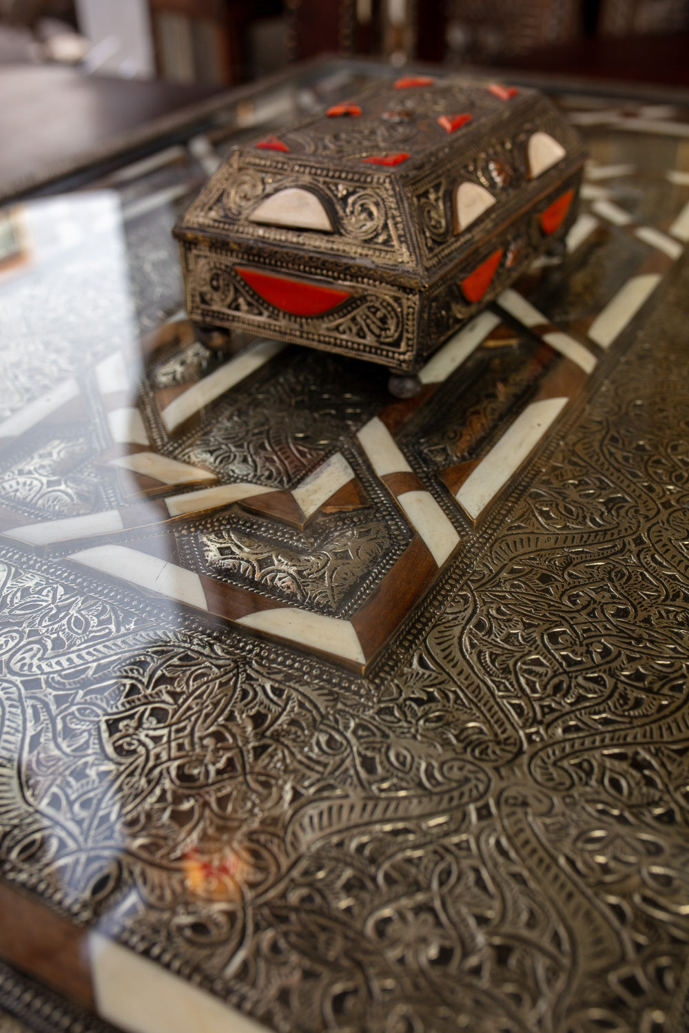 Moroccan Geometric Glass Table