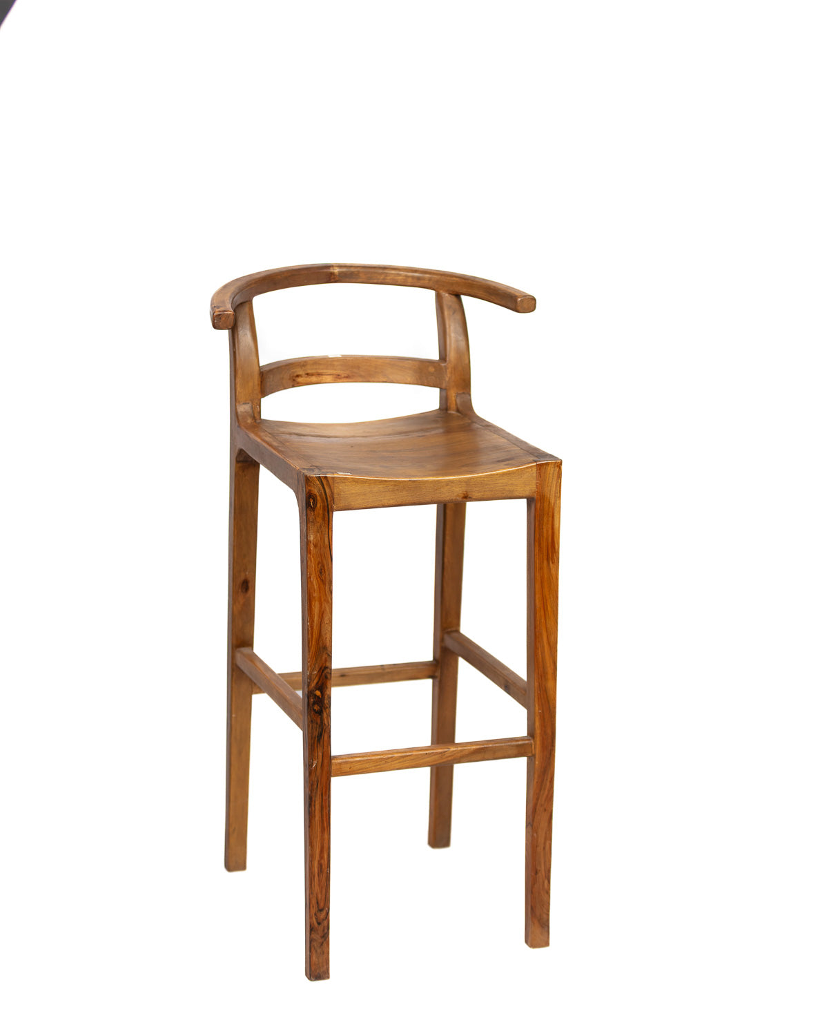 Curved Back Walnut Bar Stool