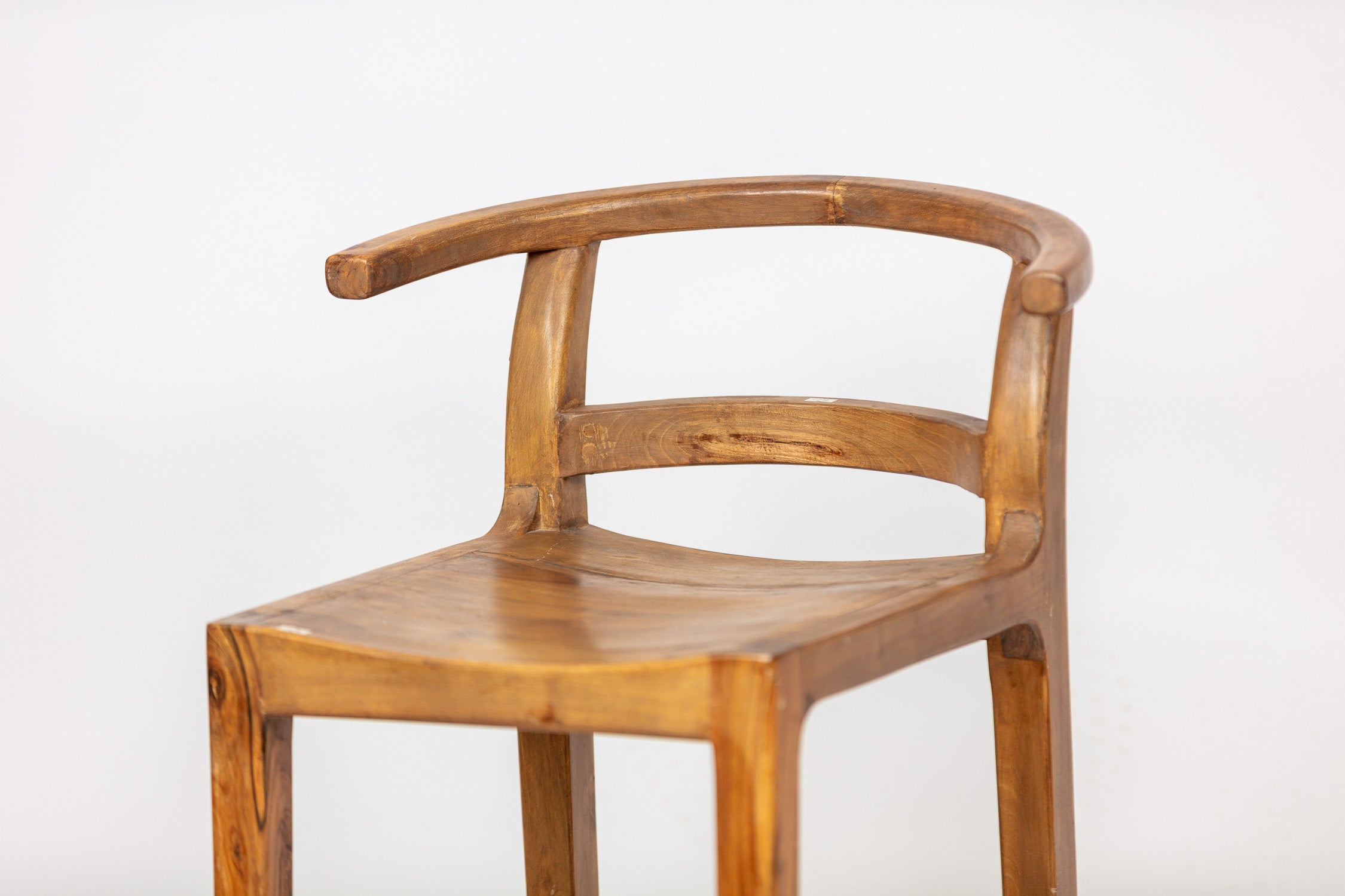 Curved Back Walnut Bar Stool