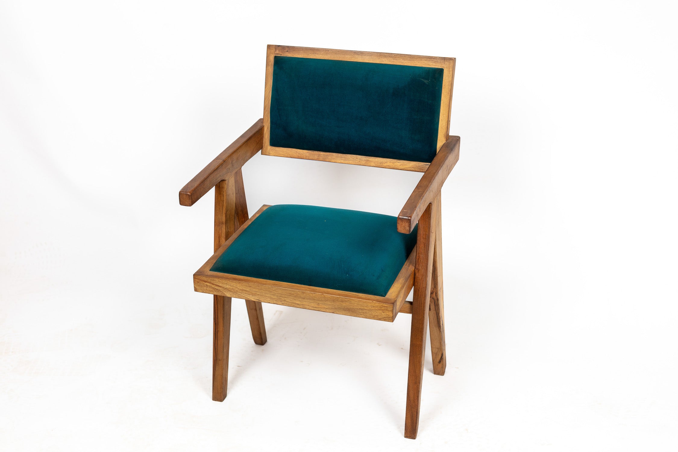 Teal Geometric Teak Armchair