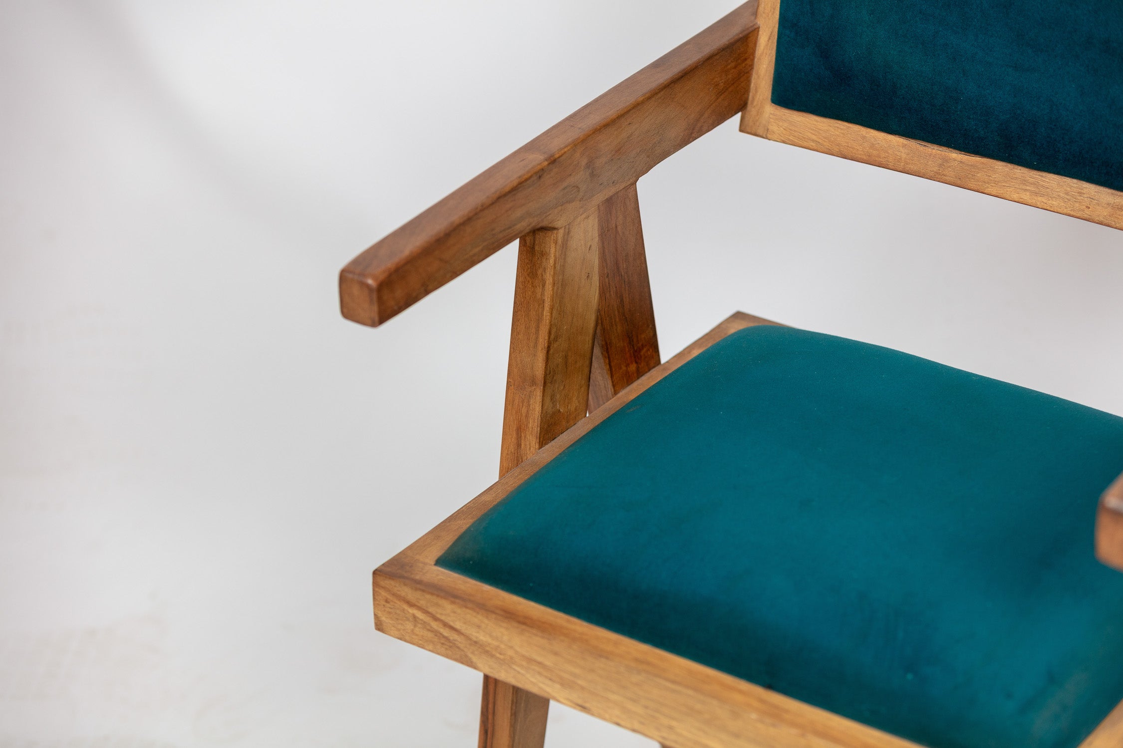 Teal Geometric Teak Armchair