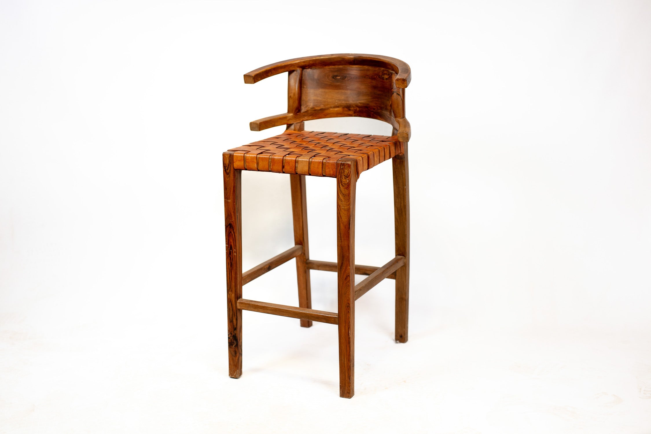 Rosewood Woven Bar Stool