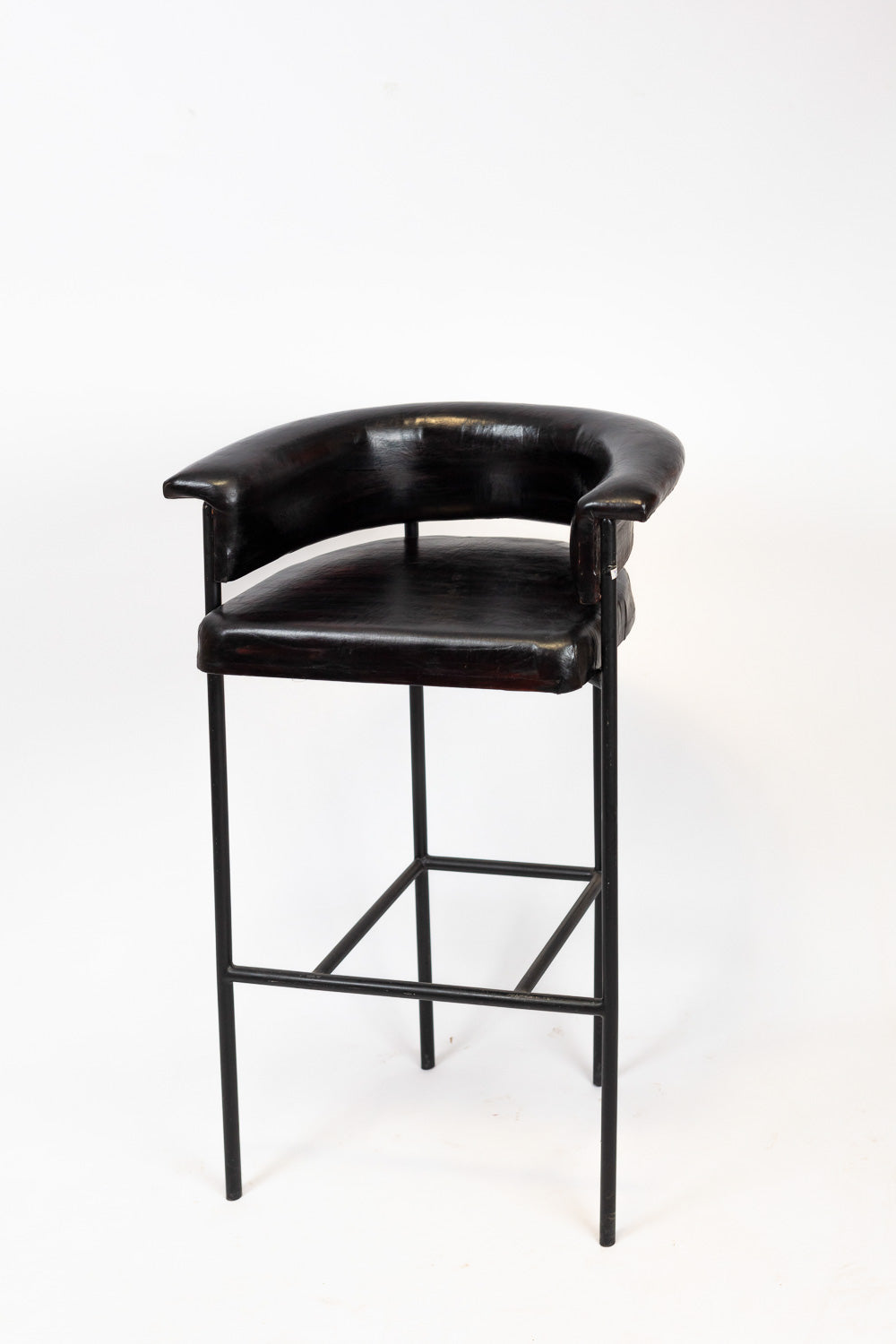 Industrial Leather Bar Stool