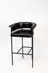 Industrial Leather Bar Stool