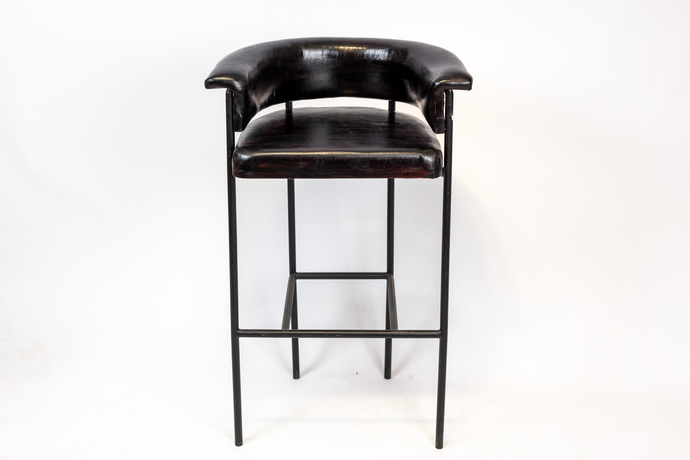 Industrial Leather Bar Stool