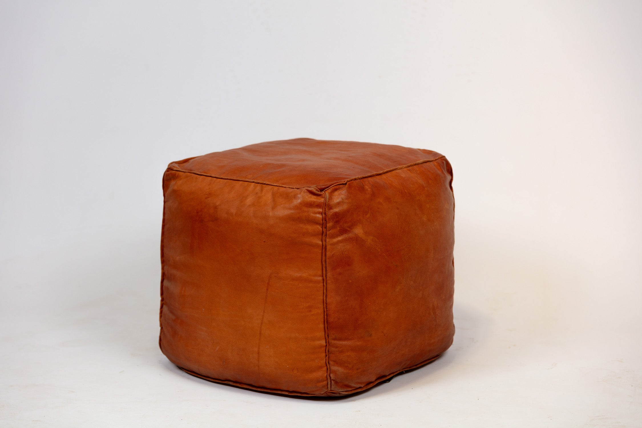 Handcrafted Natural Leather Pouf