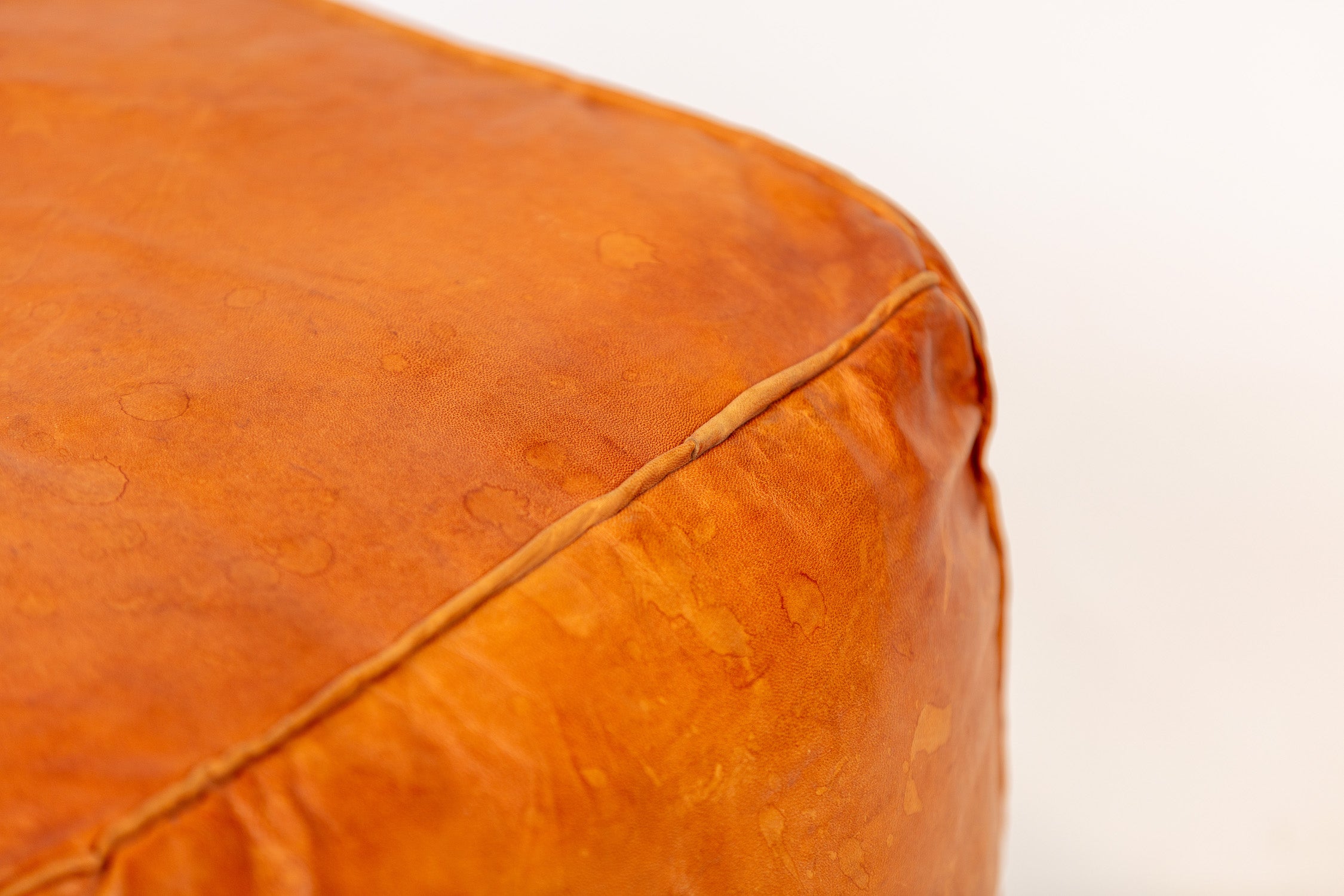 Handcrafted Natural Leather Pouf