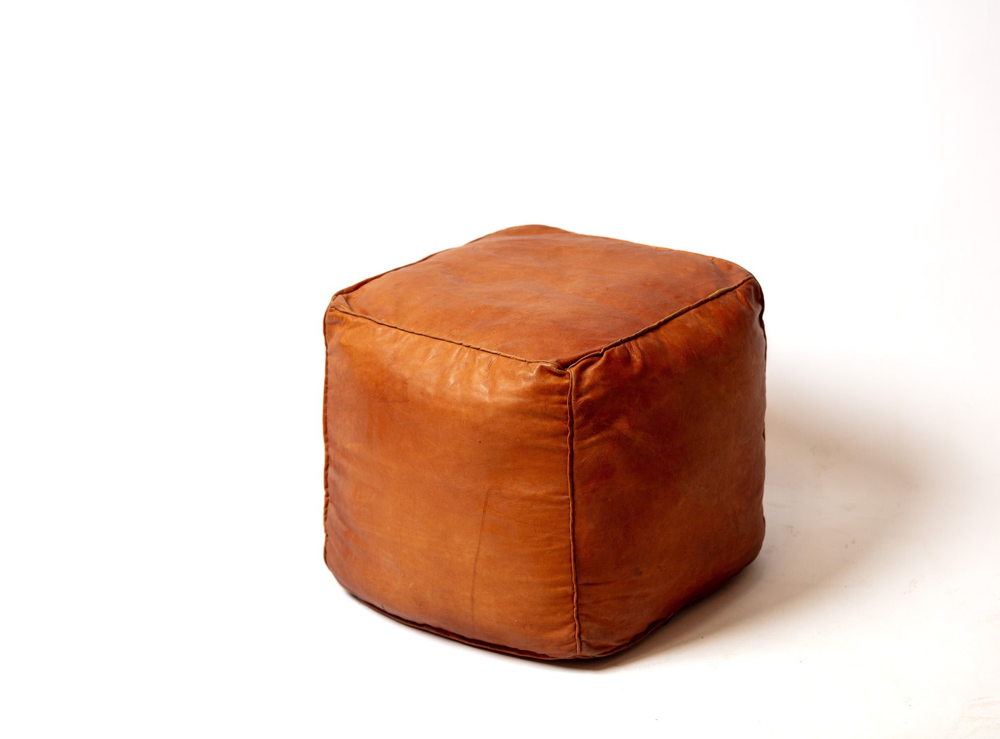Handcrafted Natural Leather Pouf