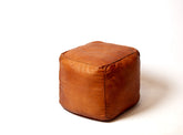 Handcrafted Natural Leather Pouf