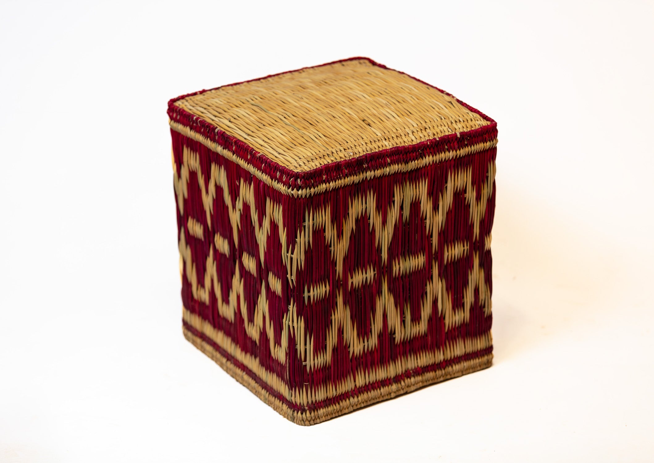 Red Diamond Woven Storage Cube