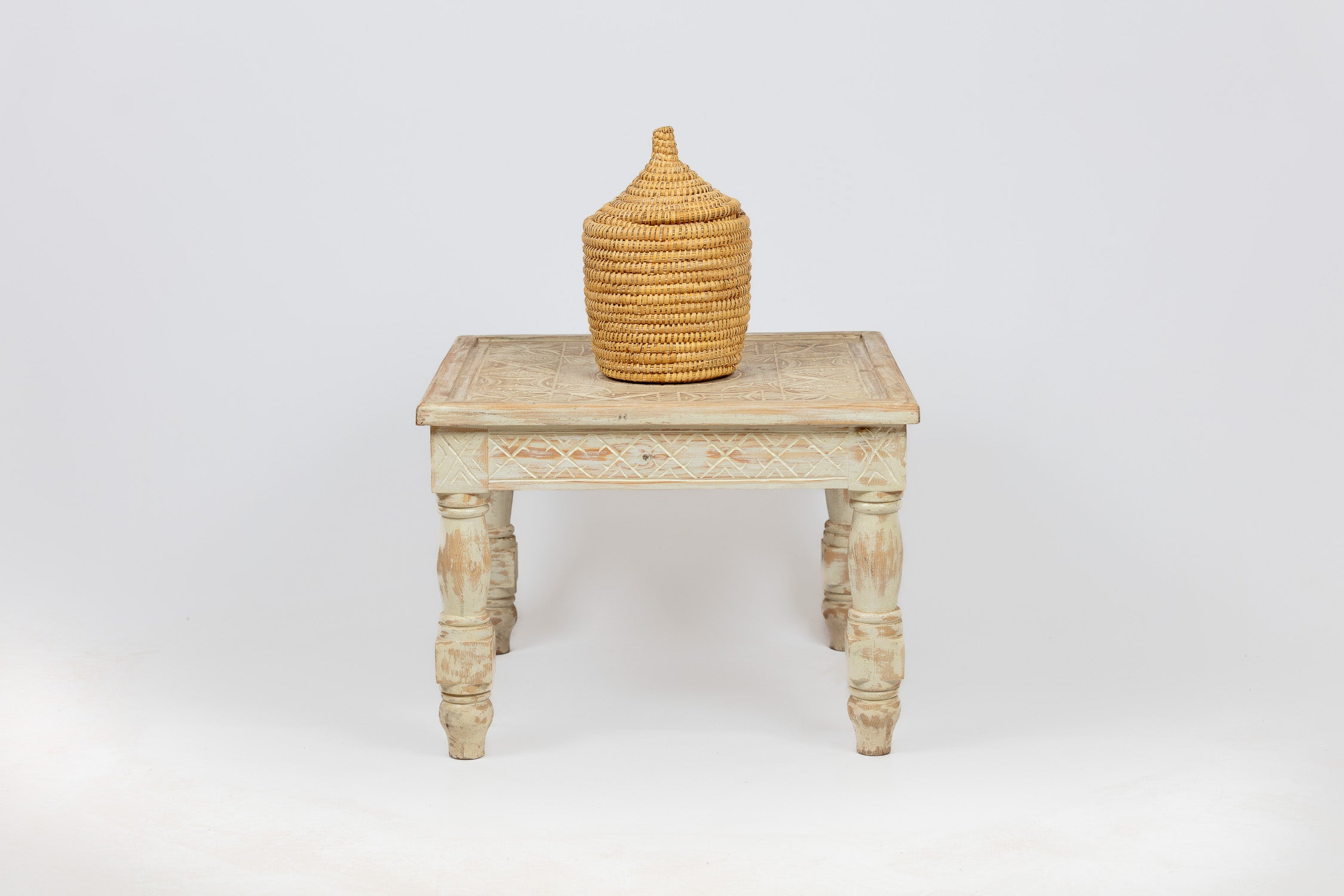 Carved Antique White Table