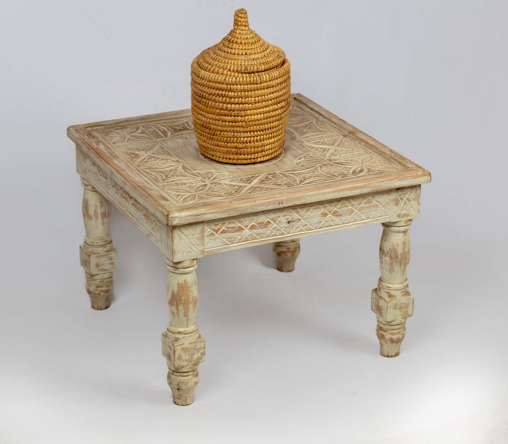 Carved Antique White Table